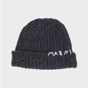 Marni Gray Knit Broken Fisherman Beanie White NWOT Italy SS24